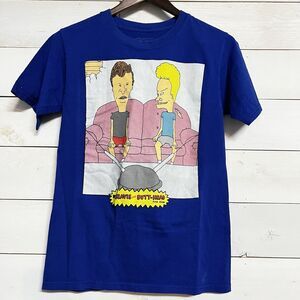 Beavis and Butt-Head T-Shirt Adult Size S Tee MTV Blue Graphic Short Sleeve